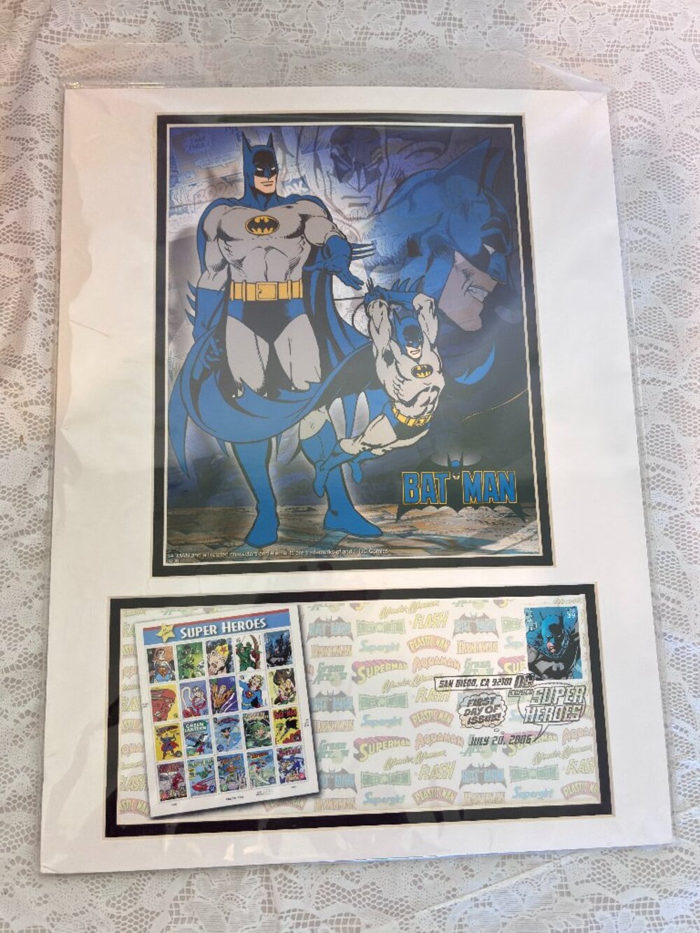 2006 SDCC Exclusive Batman Art Print 1 Day Issue Stamp Matted Sealed Vintage